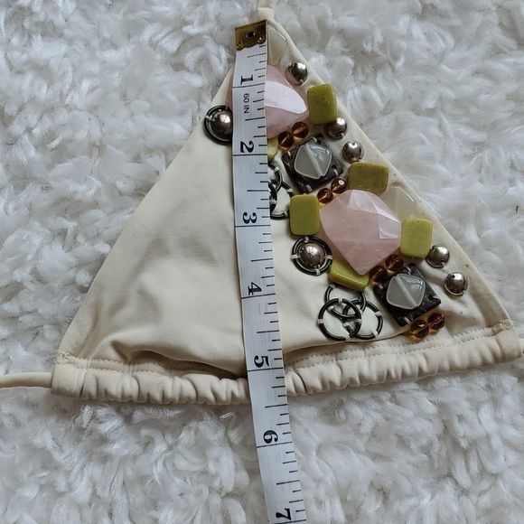 Vintage Victoria’s Secret Stone embellishment jeweled triangle bikini top S - Picture 6 of 9